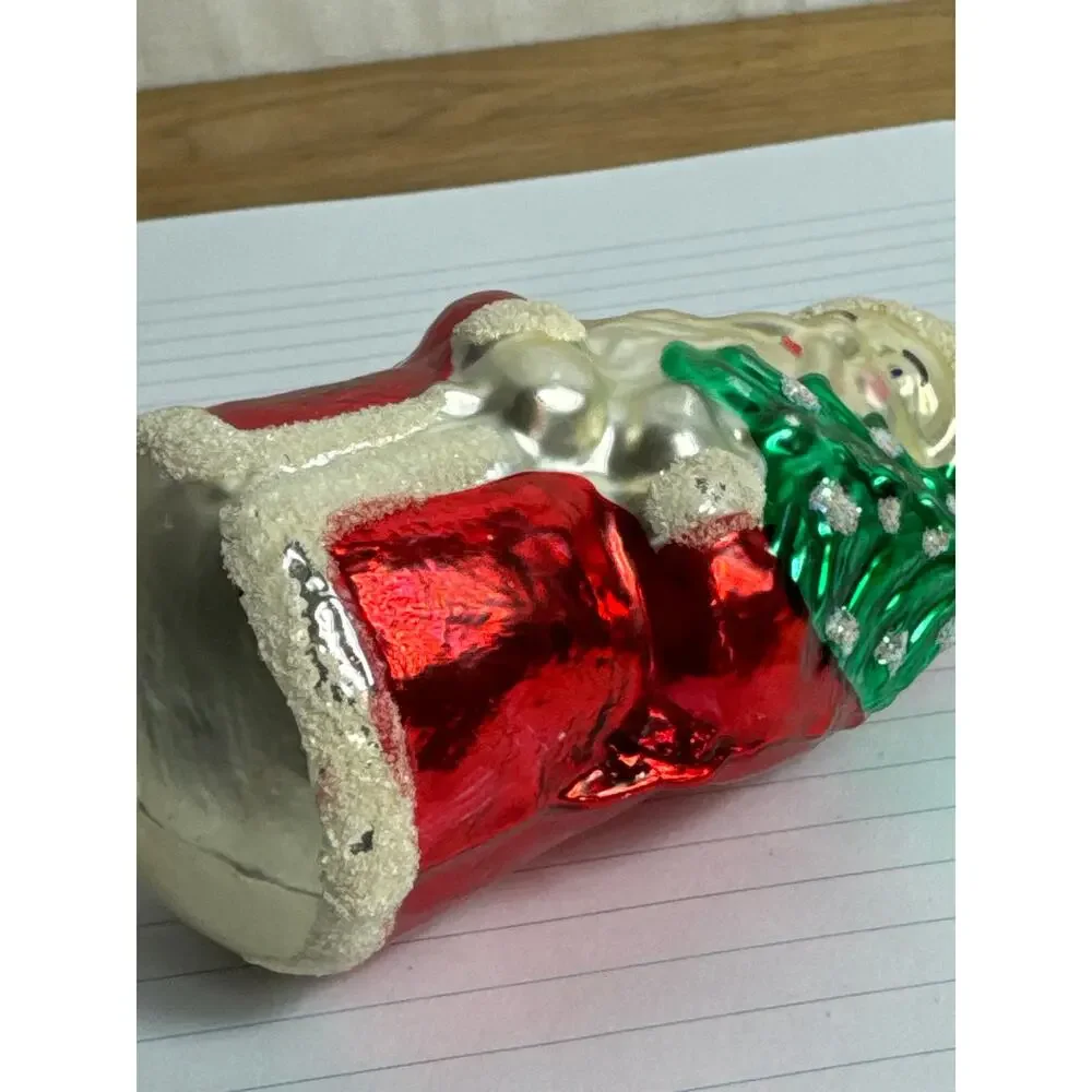 Inge Glas Ornaments Glass Santa and Rabbit Germany Christmas Traditional Gift
